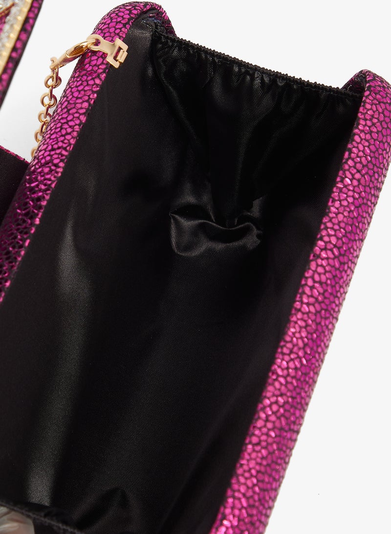 Khizana Metallic Clutch With Gold Accent - Image 4