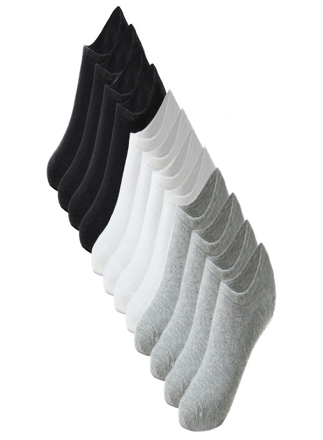 FEVERSOLE No Show Socks Women Ankle Low Cut Thin No Slip Invisible Liner Socks Black White Grey 6 Pairs - Image 1