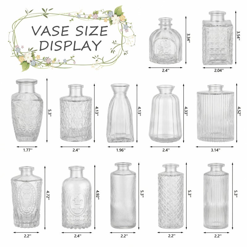 RUCKAE Small Clear Bud Vases Bulk 12 Pack Mini Flower Glass Vases for Centerpiece Table Wedding Decorations Home Decor Party - Image 2