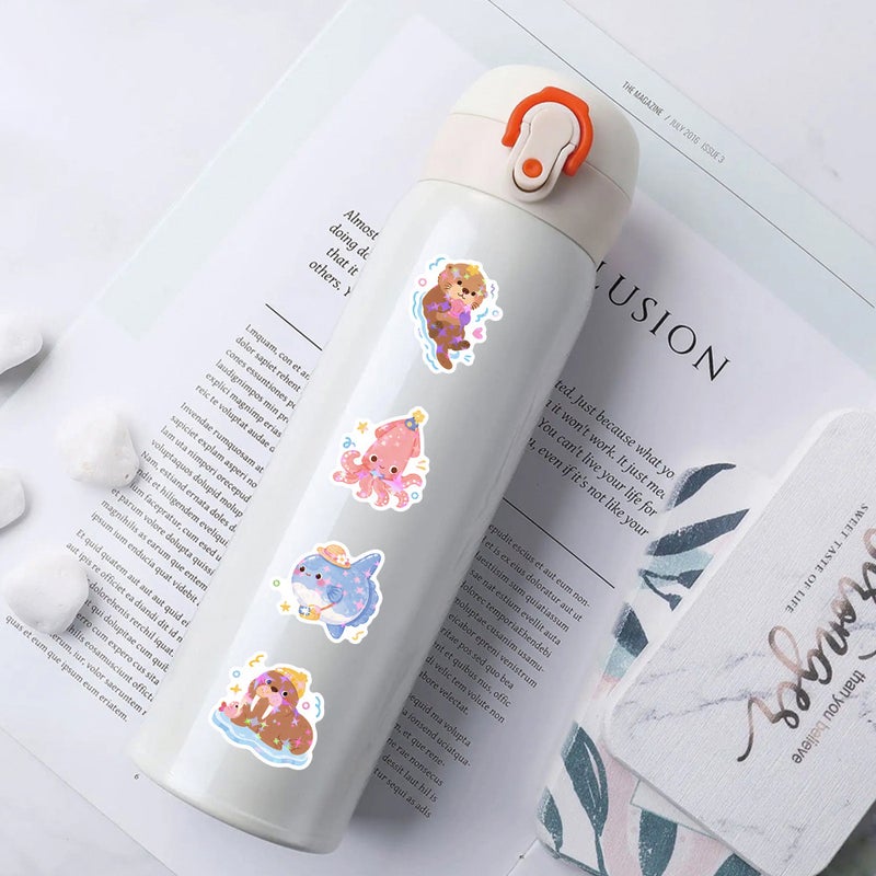 50pcs Ocean Animal Stickers - Cute Dolphin & Jellyfish DIY Waterproof Decals - Image 4