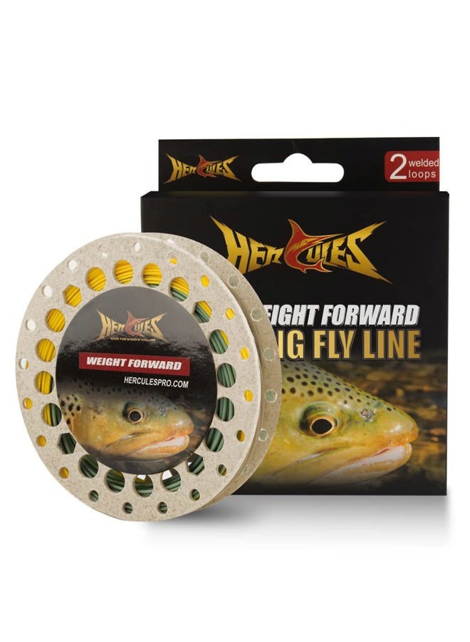 Hercules Fly Fishing Line Floating Weight Forward Fly Line with Double Welded Loop, Moss Green, WF6F 100FT - Image 1