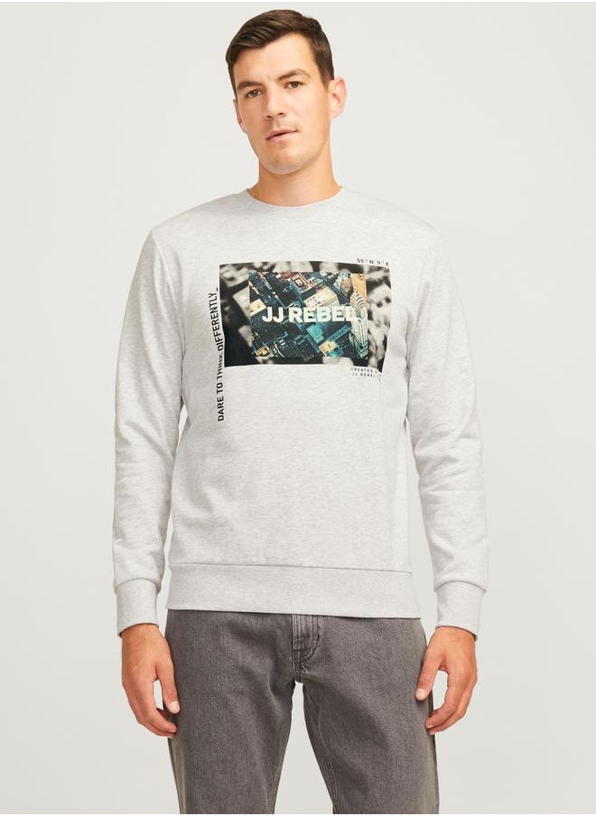 JJ Rebel by Jack & Jones Graphic Print Rib Cuffed Sweatshirt  - Image 1