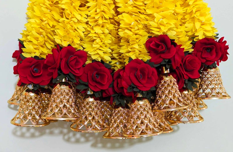 afarza Artificial Flower Garland Toran Red Rose Bell Wall Hanging for Door Entrance Home Decoration Backdrop Pooja Gift 18 Inch 6 Pieces - Image 3