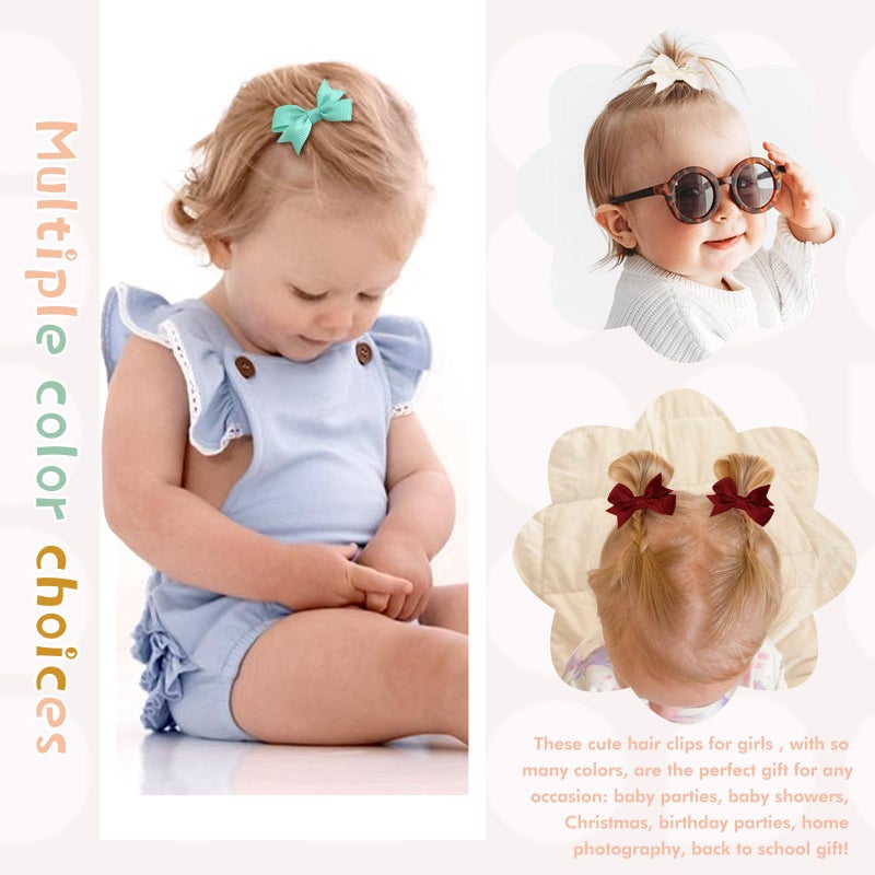 Oaoleer 48PCS OAOLEER Fully Lined Hair Clips and Bows for Baby Girls, Infants & Toddlers - Tiny Alligator Clips in 24 Color Pairs (Style D-48pcs) - Image 5
