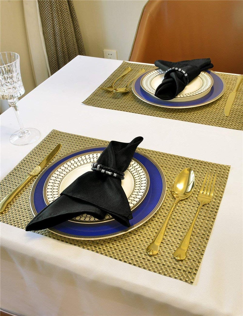 Cieltown Black Napkins Cloth 1-Dozen, Solid Washable Fabric Reusable Napkins Set of 12, Perfect for Weddings, Parties, Holiday Dinner (17 x 17-Inch, Black) - Image 5