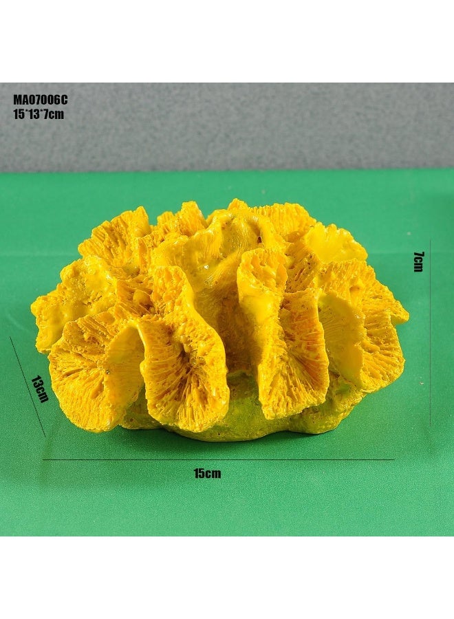 YINZUO YINZUO Coral Fat Resin Ornaments with Shells Coastal Home Decoration Figurines Beach-Inspired Coral Shell Decor for Living Room, Bathroom, and Office (Yellow)  - Image 3