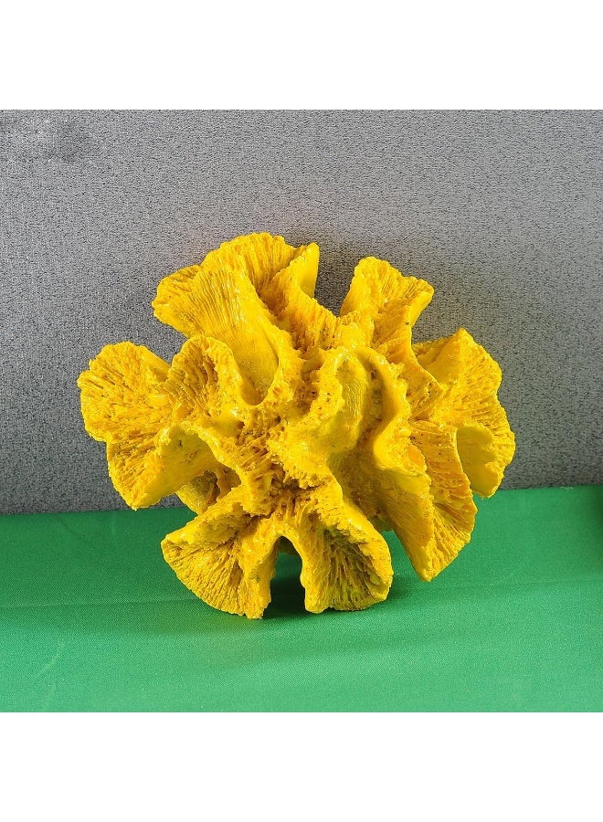 YINZUO YINZUO Coral Fat Resin Ornaments with Shells Coastal Home Decoration Figurines Beach-Inspired Coral Shell Decor for Living Room, Bathroom, and Office (Yellow)  - Image 1