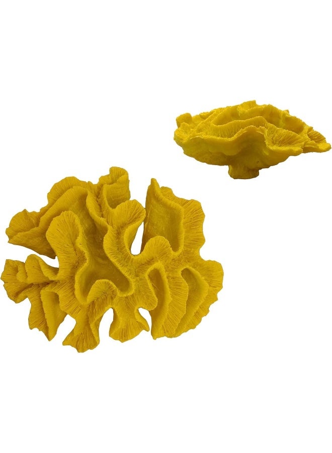 YINZUO YINZUO Coral Fat Resin Ornaments with Shells Coastal Home Decoration Figurines Beach-Inspired Coral Shell Decor for Living Room, Bathroom, and Office (Yellow)  - Image 2