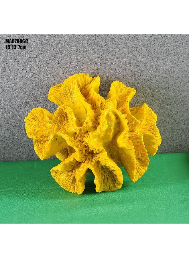 YINZUO YINZUO Coral Fat Resin Ornaments with Shells Coastal Home Decoration Figurines Beach-Inspired Coral Shell Decor for Living Room, Bathroom, and Office (Yellow)  - Image 5
