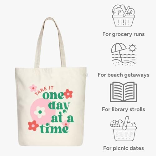 EcoRight Eco Right Aesthetic Canvas Tote Bag for Women with Zipper, Tote Bag for Women for Beach, Grocery, Travel, Work, Gym, Daily Use - Image 3