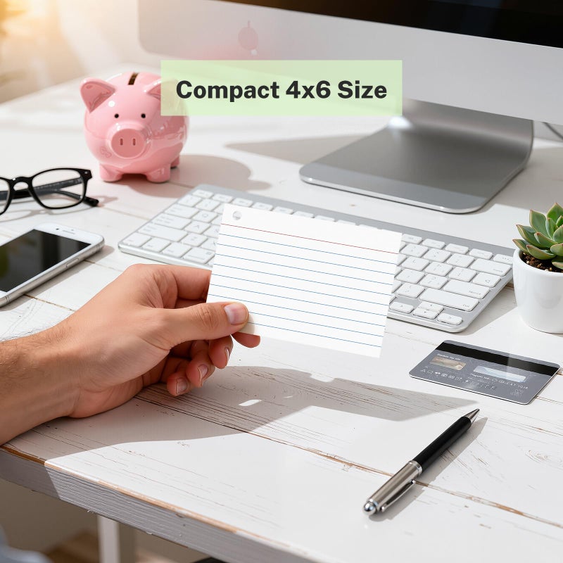 Nichela 160 Pcs Index Cards with Ring 4 x 6 Inch White Heavyweight Ruled Flash Cards, Flashcards with Ring for School & Office Supplies and Home Organization, Durable Study To Do List Lined Note Cards - Image 4