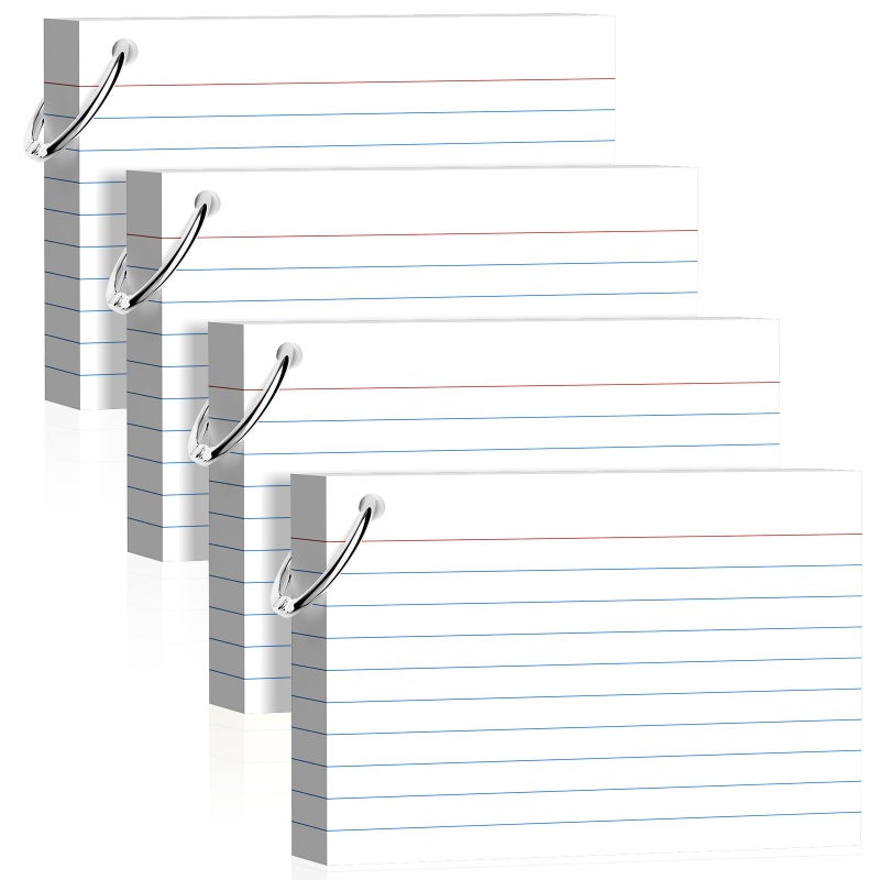 Nichela 160 Pcs Index Cards with Ring 4 x 6 Inch White Heavyweight Ruled Flash Cards, Flashcards with Ring for School & Office Supplies and Home Organization, Durable Study To Do List Lined Note Cards - Image 1