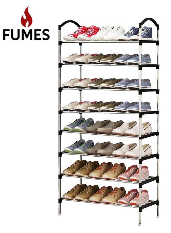 FUMES 8 Tier Heavy-Duty Black Shoe Rack Organizer with Metal Frame, Large Capacity Storage for 25+ Pairs of Shoes - Image 1