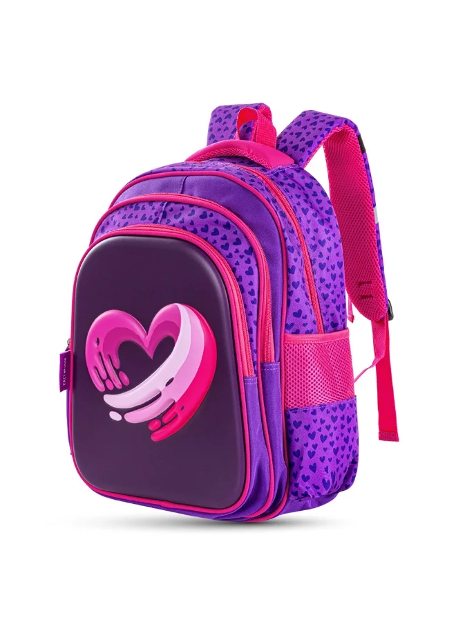 Eazy Kids Eazy Kids School Bag 16"- Love & Hugs Purple