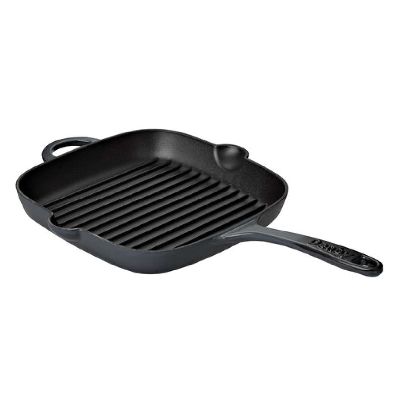 Denby  Halo Black Cast Iron Griddle Pan 25cm  Oven Safe For All Hob Types Induction Gas Electric Non Stick