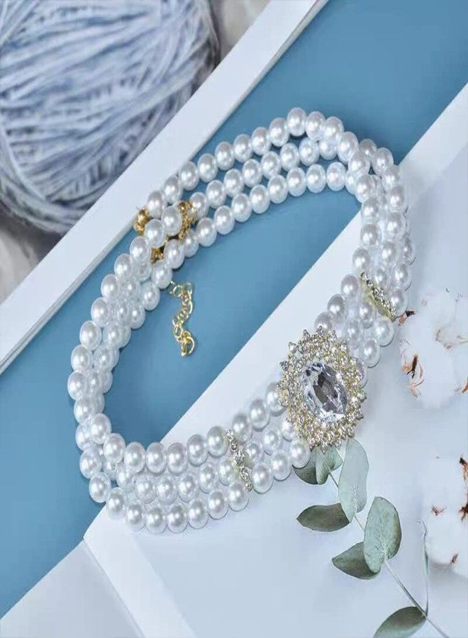 CSIYANJRY99 3 Tier Dainty Rhinestones Pearls Choker Necklaces for Women Chunky Short 1920s Choker Necklace Chain Multilayer Choker Necklaces Prom Party for Women (B) - Image 3