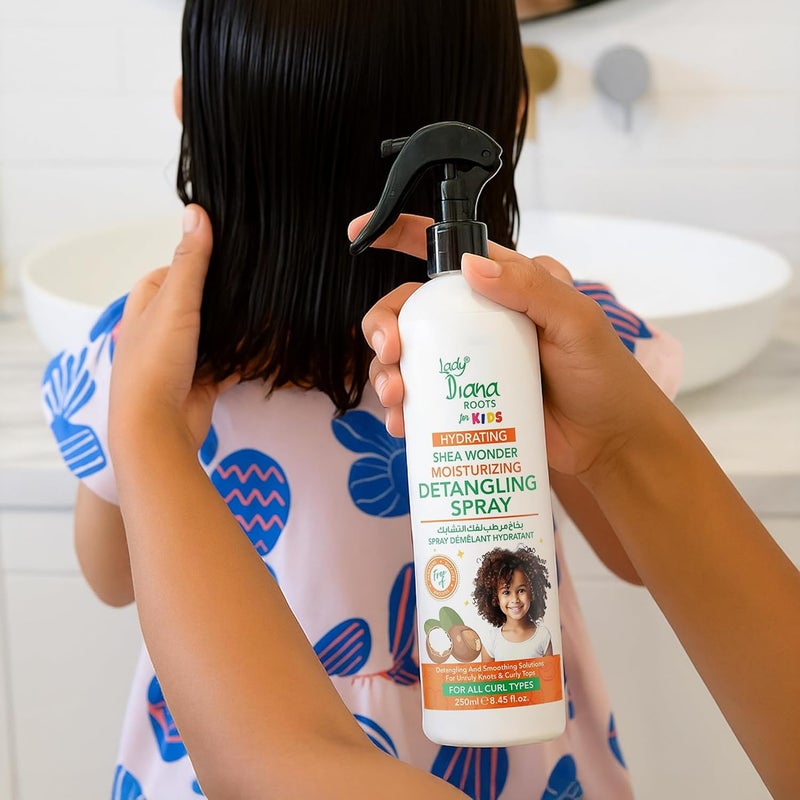 Lady Diana Roots Kids Shea Wonder Moisturizing Detangling Spray 250ML - Gentle Leave-In Conditioner for Smooth, Soft, and Manageable Hair - Image 5