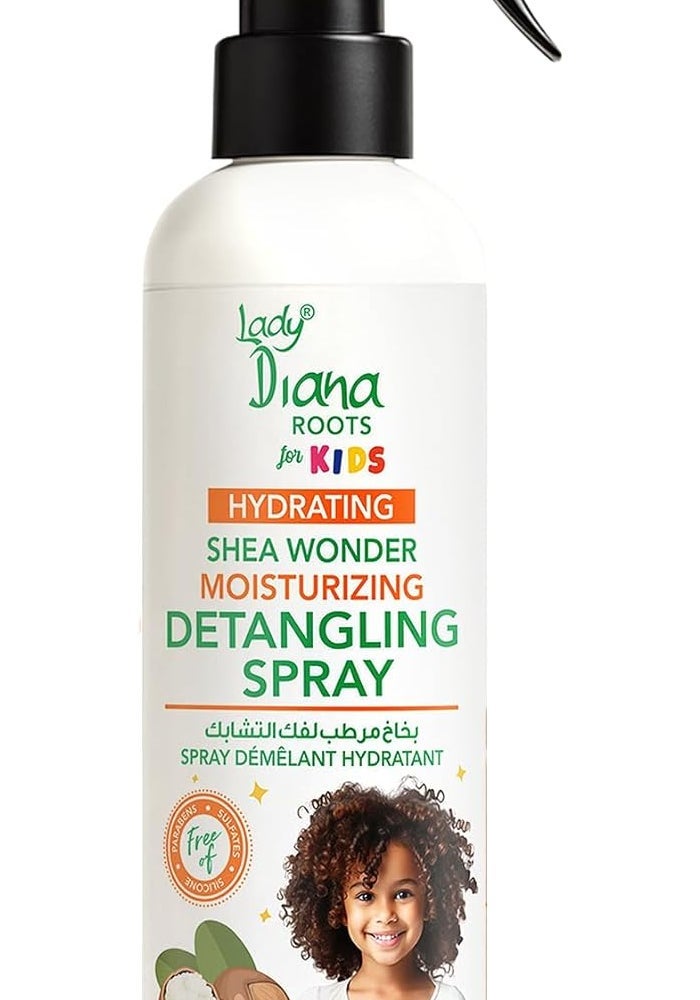 Lady Diana Roots Kids Shea Wonder Moisturizing Detangling Spray 250ML - Gentle Leave-In Conditioner for Smooth, Soft, and Manageable Hair - Image 1