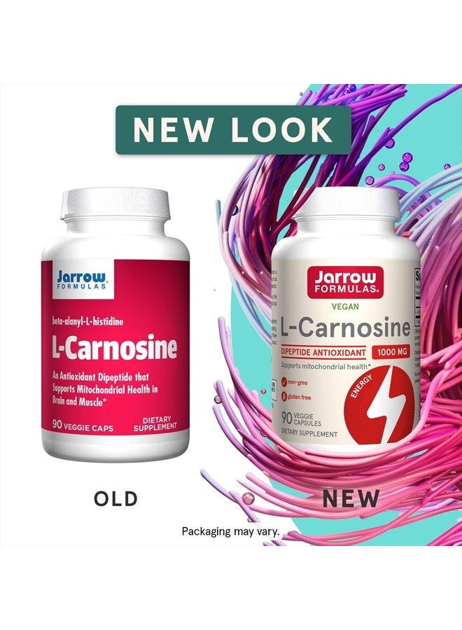 jarrow formulas L-كارنوزين 1000 ملغ - 90 كبسولة نباتية - يدعم صحة الميتوكوندريا في الدماغ والعضلات - تجديد الخلايا - 45 حصة - Image 3