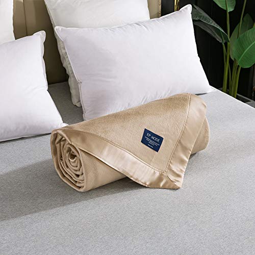 EP Mode Luxury Mulberry Silk Blanket with Silk Charmeuse Border (Rugby Tan, Twin 66" x 88") - Image 4