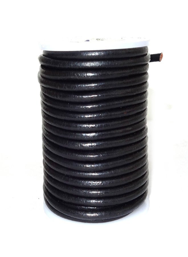 Cords Craft, Black 3.0mm Round Genuine Leather String Cord for Jewelry Making DIY Crafts, Beading Work, Necklace Cords, Bracelet Leather Cord (Black, 3.0mm) - Image 1
