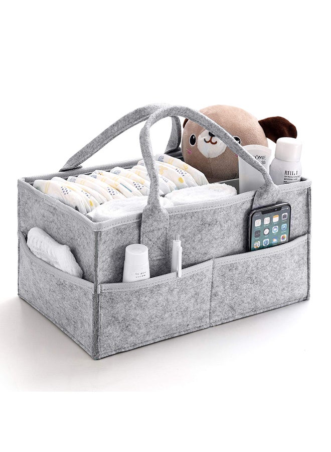 Baby Diaper Changing Organizer Basket Nursery Diapers Table Caddy Bag - Grey - Image 3