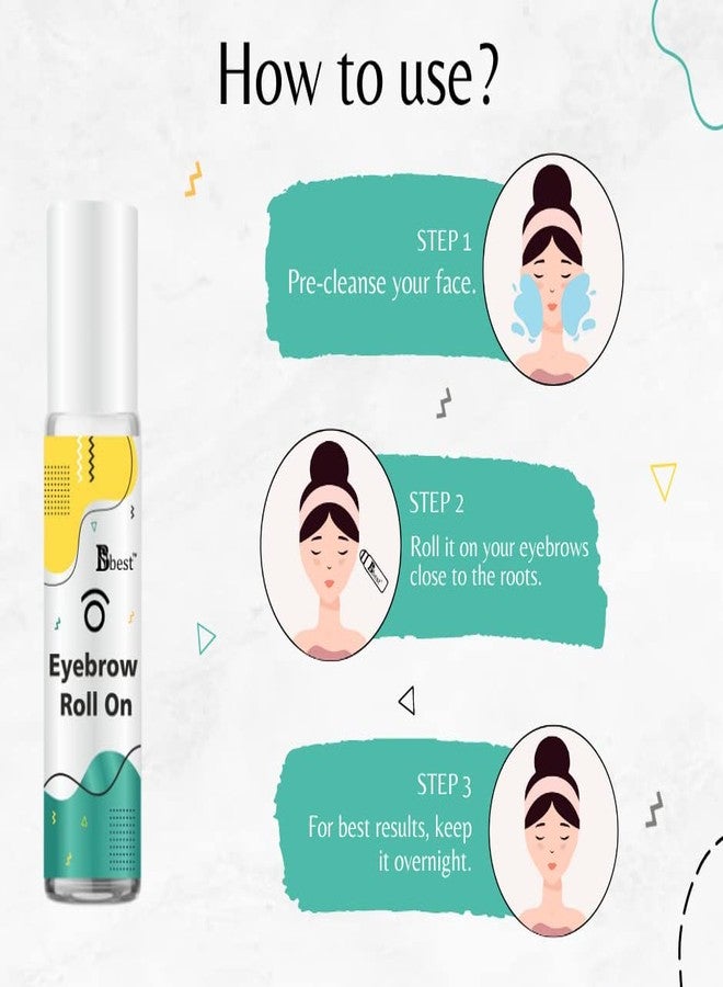 BBEST Eyebrow Growth Roll-On Serum - Brow Hair Growth & Volume Booster - 10ml with Castor Oil, Coconut Oil, Vitamin E for Dense Eyebrows - Image 3