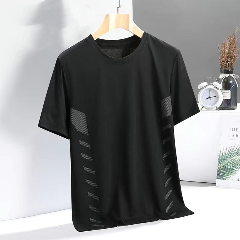 New Summer Mesh Breathable Short-Sleeved T-Shirt Men'S Ice Silk Half-Sleeved Casual Loose Sports T-Shirt Top Quick-Drying - Image 1