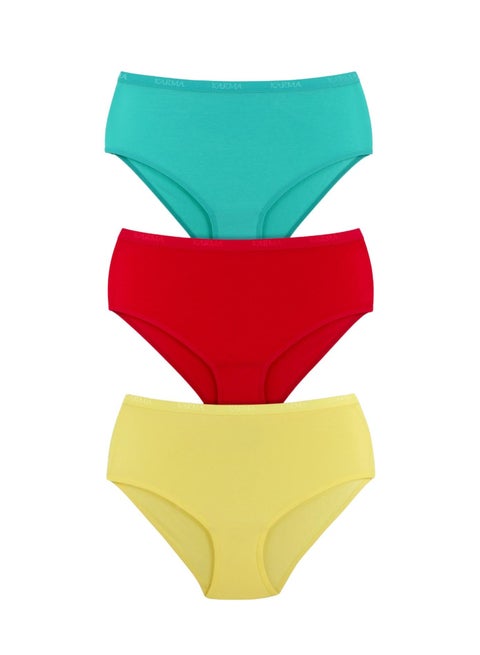 Karma Pack of 3 Non Padded Cotton Plain Brief Panties Underwear for Women