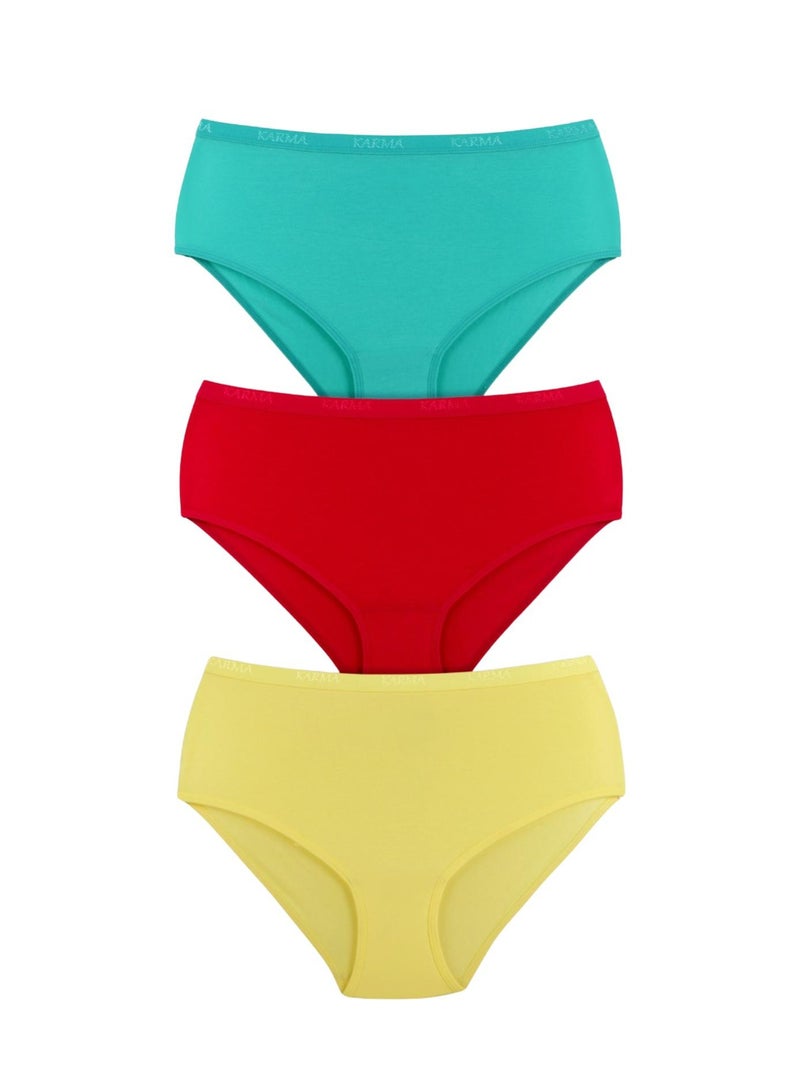 Karma Pack of 3 Non Padded Cotton Plain Brief Panties Underwear for Women - Image 1