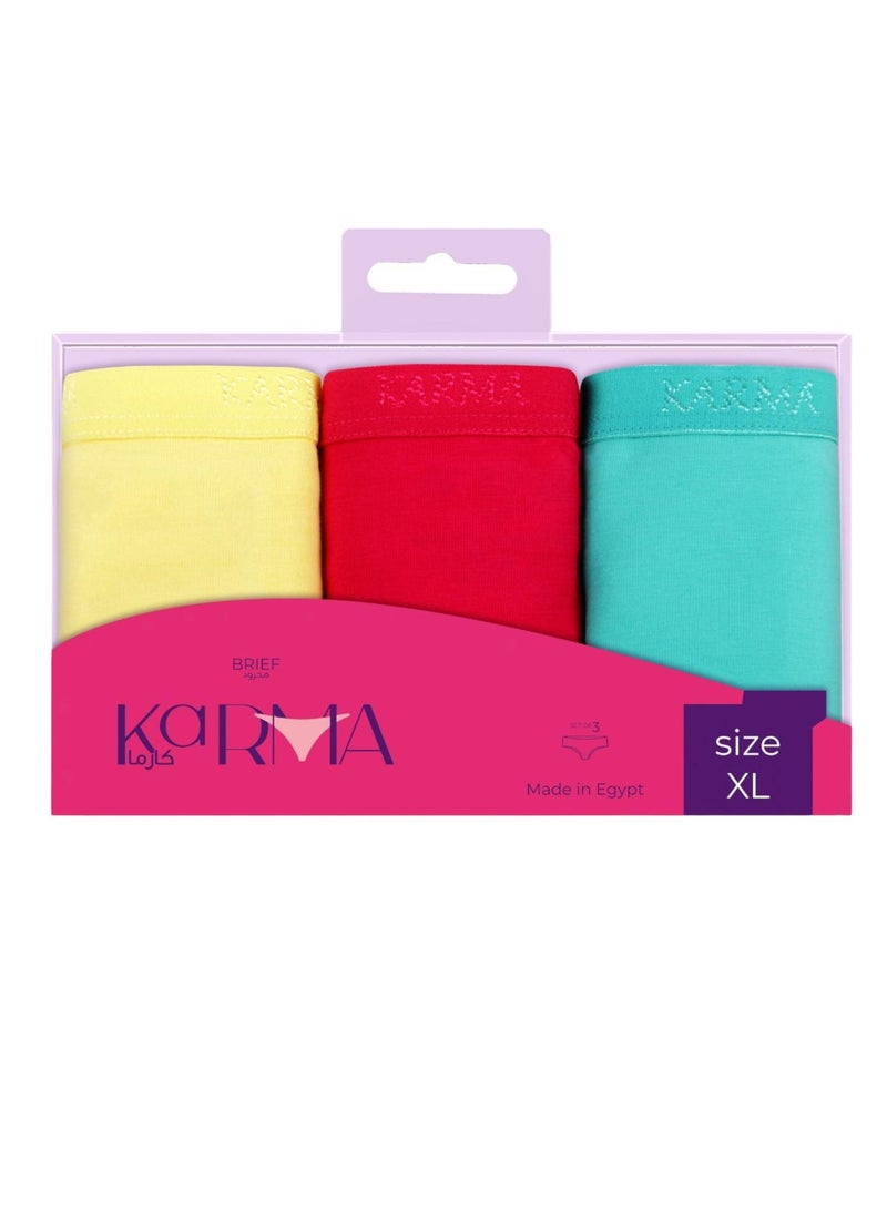 Karma Pack of 3 Non Padded Cotton Plain Brief Panties Underwear for Women - Image 2