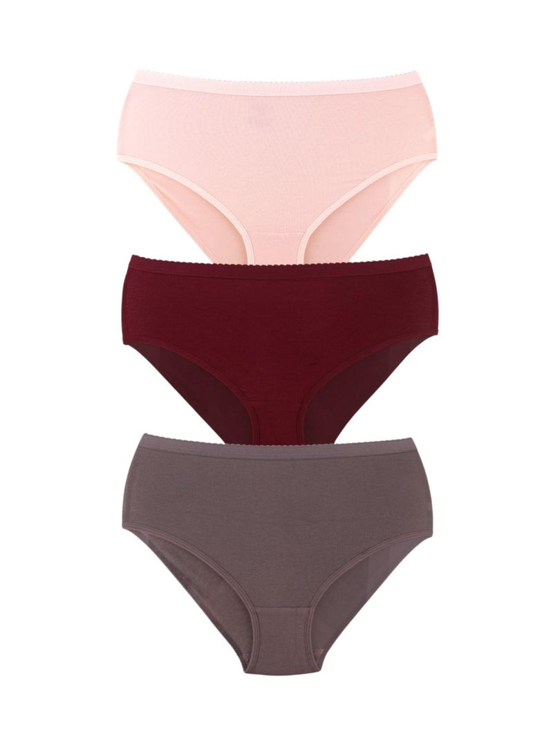 Karma Pack of 3 Non Padded Cotton Plain Brief Panties Underwear for Women - Image 5