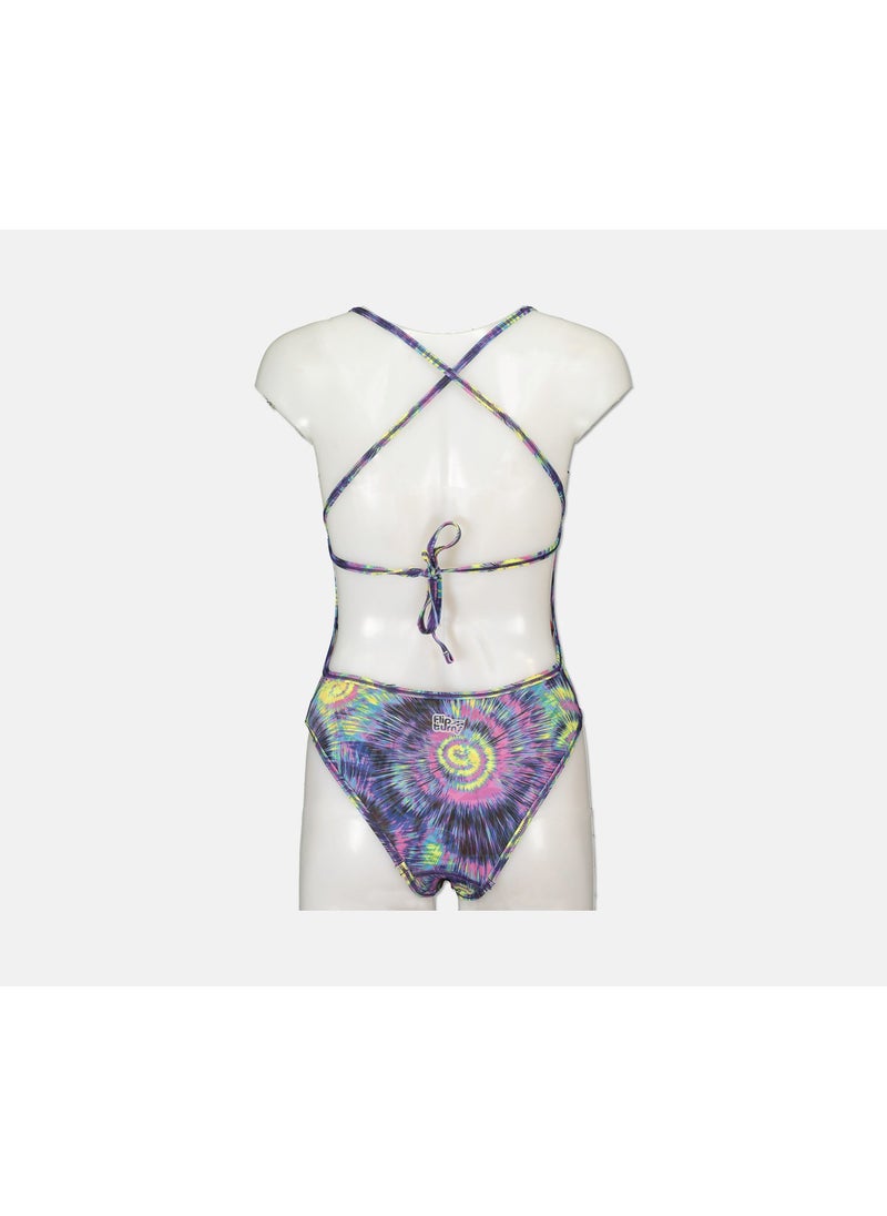 speedo Women Flip Reversible One Piece Swimsuit, Navy and Blue and Purple  - Image 2
