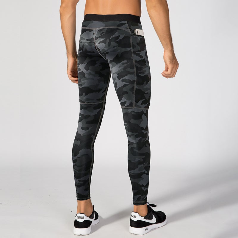 Men's zipper pocket fitness trousers PRO sports running training wicking quick-drying high elastic tights 1070 - Image 1