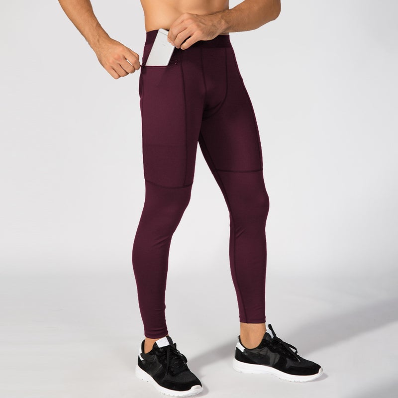Men's zipper pocket fitness trousers PRO sports running training wicking quick-drying high elastic tights 1070 - Image 2