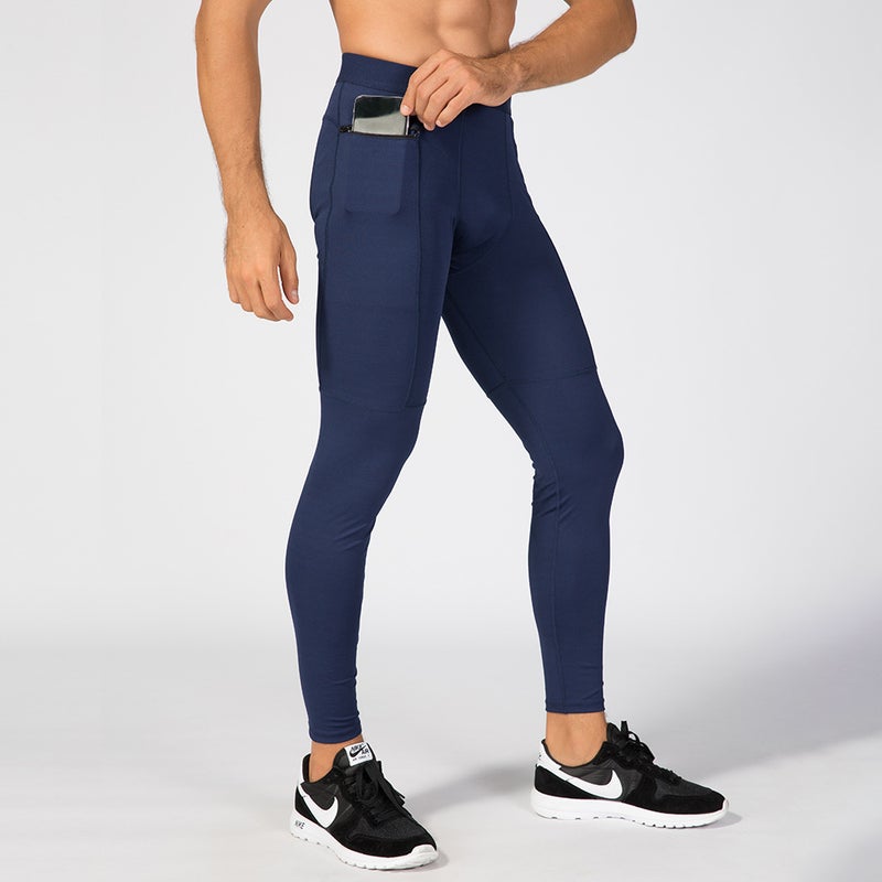 Men's zipper pocket fitness trousers PRO sports running training wicking quick-drying high elastic tights 1070 - Image 3