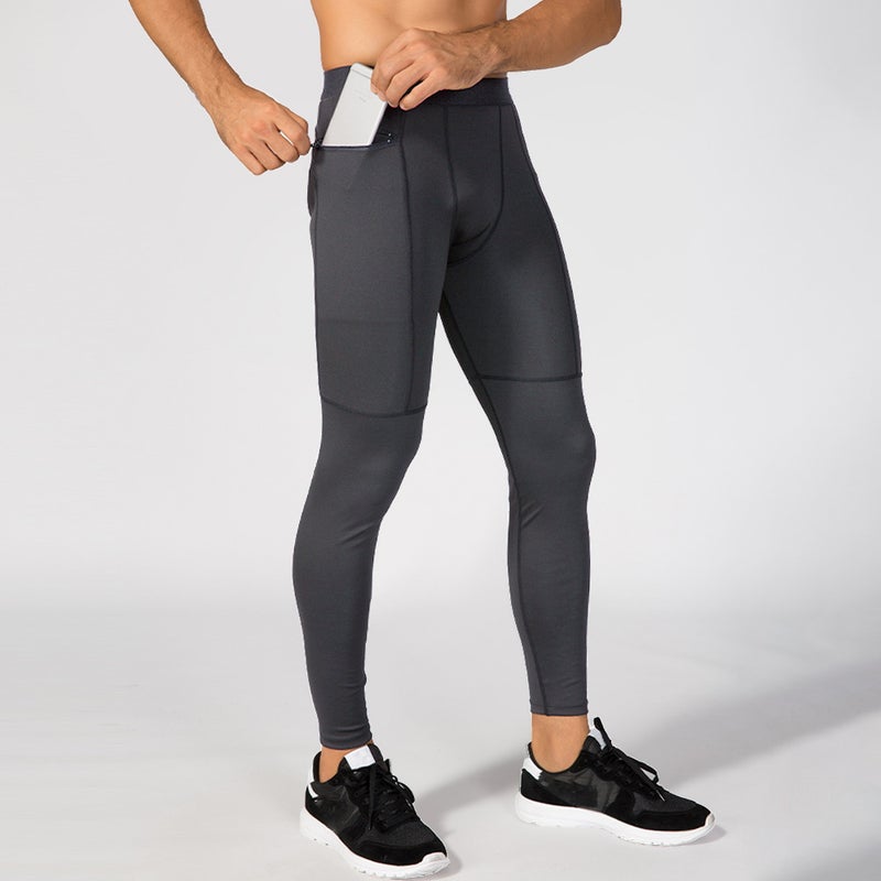 Men's zipper pocket fitness trousers PRO sports running training wicking quick-drying high elastic tights 1070 - Image 4