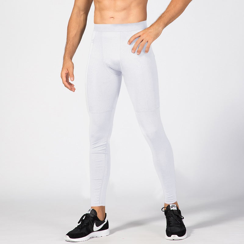 Men's zipper pocket fitness trousers PRO sports running training wicking quick-drying high elastic tights 1070 - Image 5