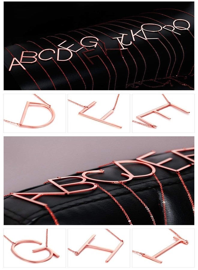 MEMGIFT Big Letter Necklace Stainless Steel Initial Pendant Best Friends Jewelry for Girls Women Her Birthday Christmas (Rose Gold H) - Image 2