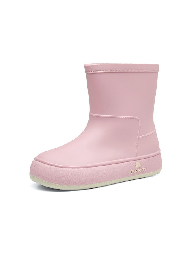 Women's New Rain Boots In The Tube Rubber Shoes Wear Non-slip Water Boots Thick Bottom Water Shoes Fleece-lined Short Tube Closing Rain Boots