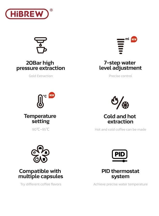 HiBREW Capsule Coffee Machine 6 In 1 Hot/Cold Multiple Espresso Cafetera Cappuccino Coffee Maker Dolce Gusto Nespresso Powder H1B - Image 4