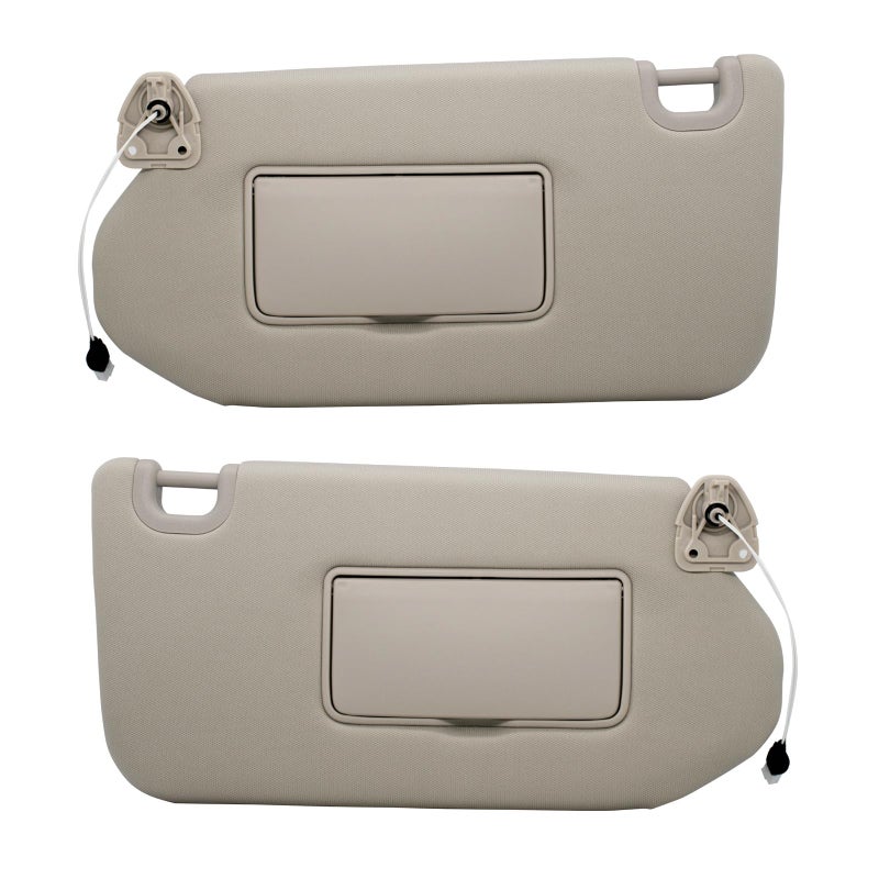 NHILES Left Driver Side Right Passenger Sun Visor with Lamp Mirror for 20132020 Nissan Pathfinder 20142020 Infiniti QX60 and 2013 Infiniti JX35OEM 964019PB0A 964009PB0A Beige