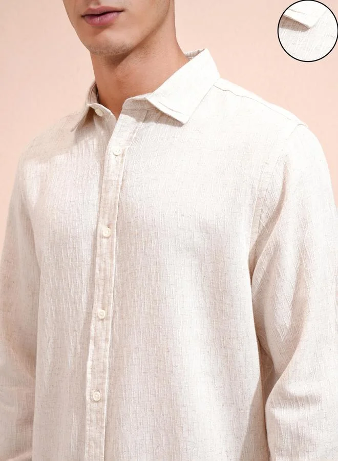 HIGHLANDER HIGHLANDER Textured Regular Fit Collared Shirt