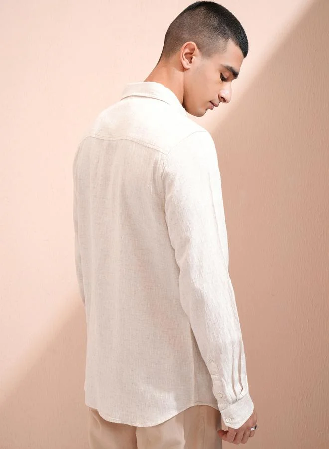 HIGHLANDER HIGHLANDER Textured Regular Fit Collared Shirt