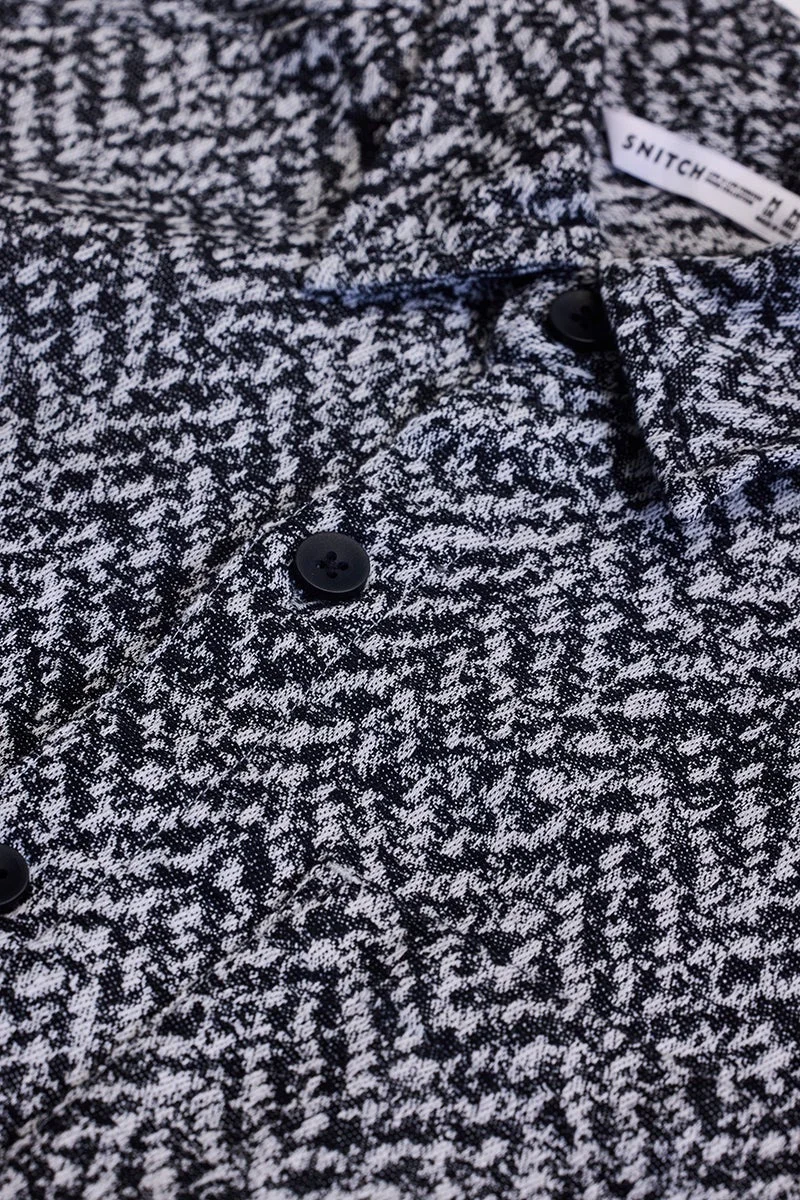 SNITCH Black Abstract Relaxed Fit Overshirt