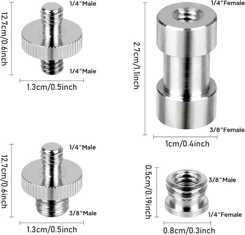 AngelReally Standard Metal Male Convertor Threaded Screw Adapter Spigot Stud for Studio Light Stand, Hotshoe/Coldshoe Adapter, Ball Head, Wireless Flash Receiver, Trigger (20 PCS Camera Screws Mount Set) - Image 2
