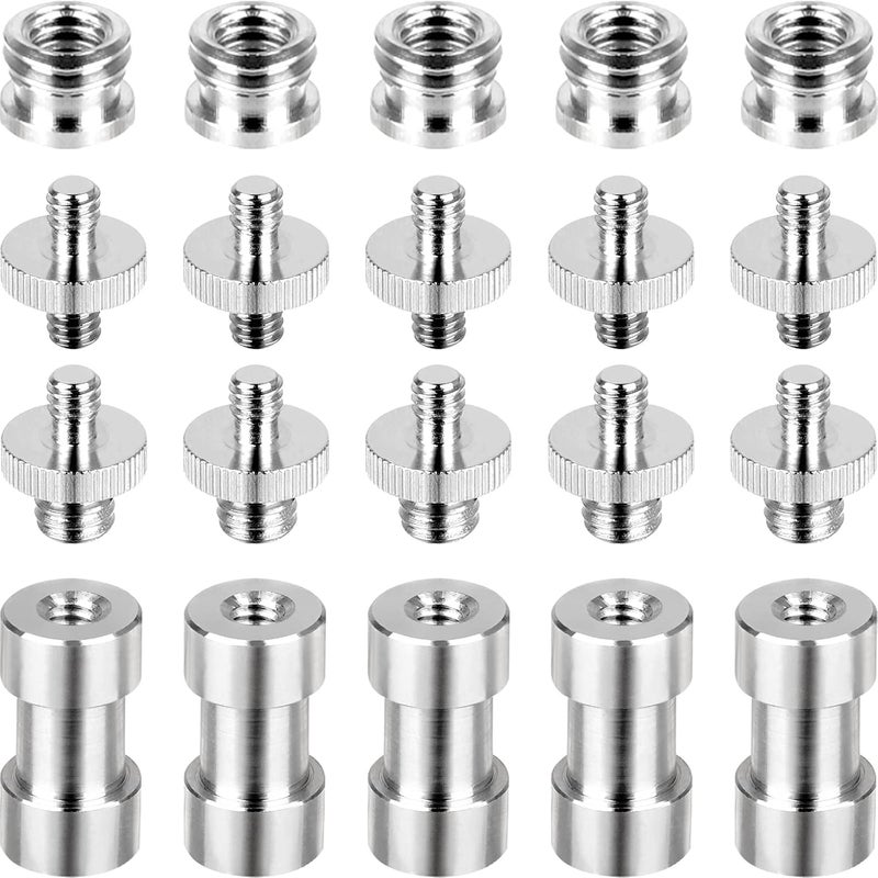 AngelReally Standard Metal Male Convertor Threaded Screw Adapter Spigot Stud for Studio Light Stand, Hotshoe/Coldshoe Adapter, Ball Head, Wireless Flash Receiver, Trigger (20 PCS Camera Screws Mount Set) - Image 1
