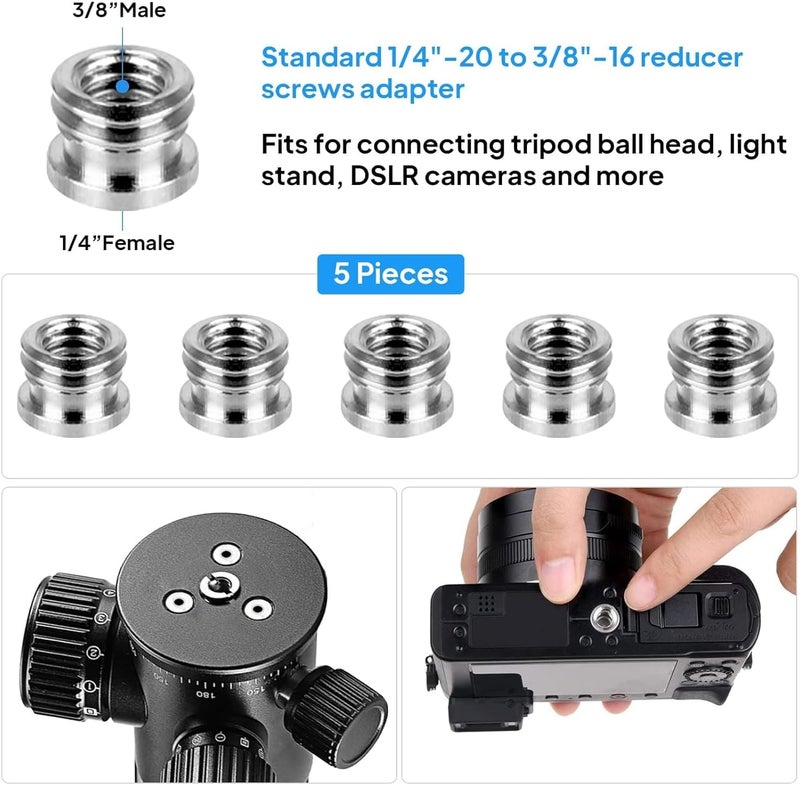AngelReally Standard Metal Male Convertor Threaded Screw Adapter Spigot Stud for Studio Light Stand, Hotshoe/Coldshoe Adapter, Ball Head, Wireless Flash Receiver, Trigger (20 PCS Camera Screws Mount Set) - Image 5