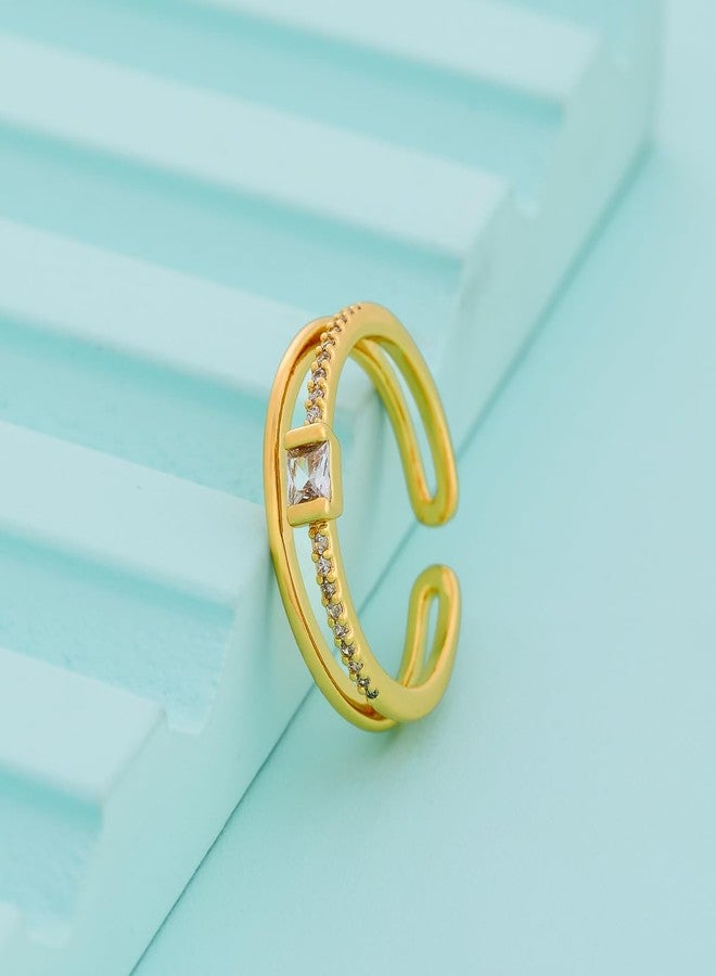 KUSHAL'S Fashion Jewellery White Gold Polished Copper Trendy Zircon Finger ring, Best for Casual Wear & Special Occasion - 455129 - Image 2