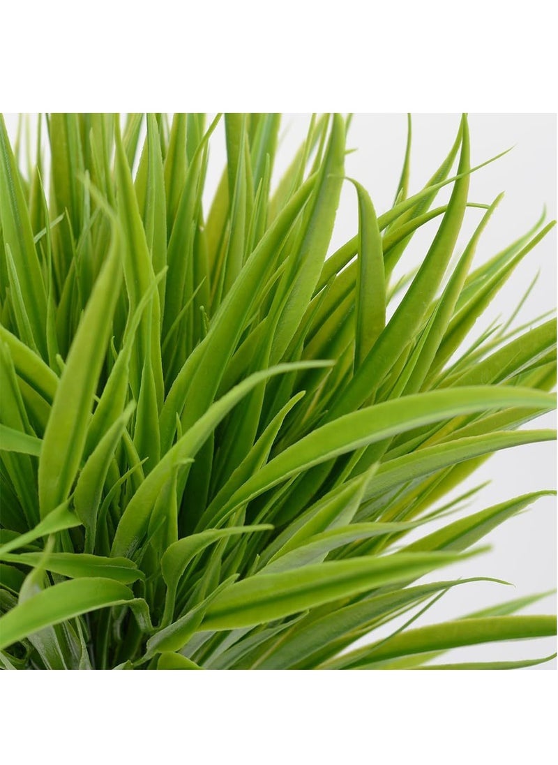 Hihonor - 10pcs Artificial Grass Plants Fake Bushes Artificial Shrubs Artificial Fake Grass Plant Faux Wheat Grass for Outdoor UV Resistant Plastic Greenery Plants (Green) - Image 1